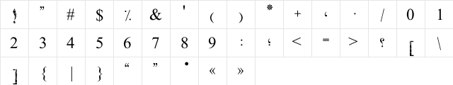 PT Bold Broken Regular  glyph index