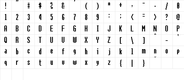 Shoplifter ABitA16 Regular  glyph index