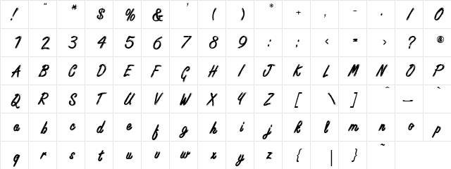 Airbrushs Regular  glyph index