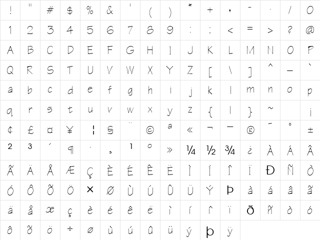 Cheers Regular  glyph index