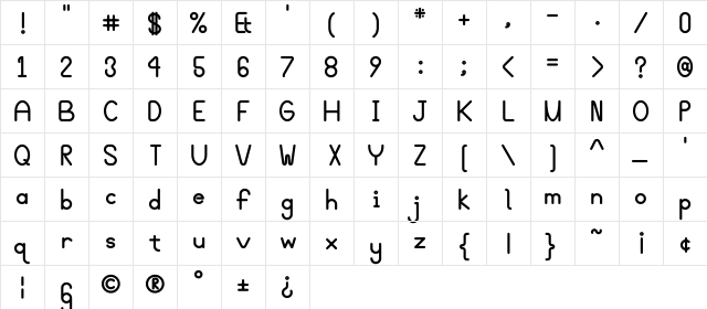 BloomingGroveAltBold Bold  glyph index