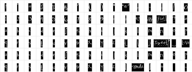 MA Flirty BLOCKED Regular  glyph index