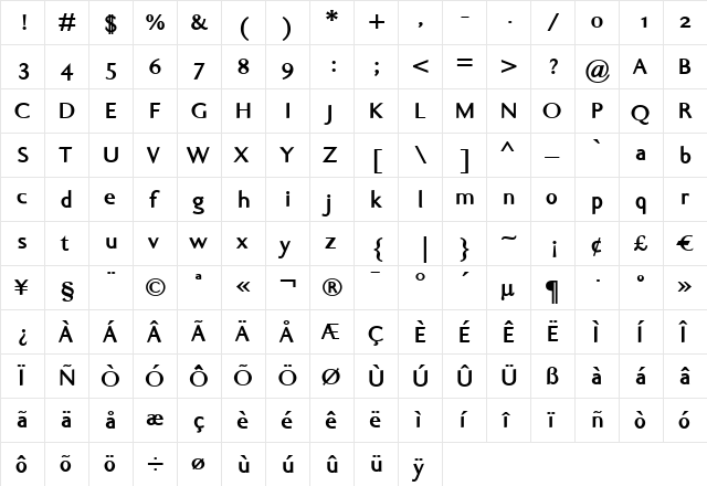Ela Sans XBold Regular  glyph index