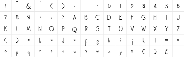 Landsdowne Shadowed Regular  glyph index
