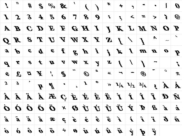 FZ ROMAN 26 WAVEY LEFTY Normal  glyph index