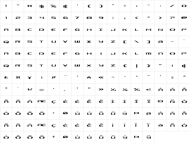 Alpha Men Laser Regular  glyph index