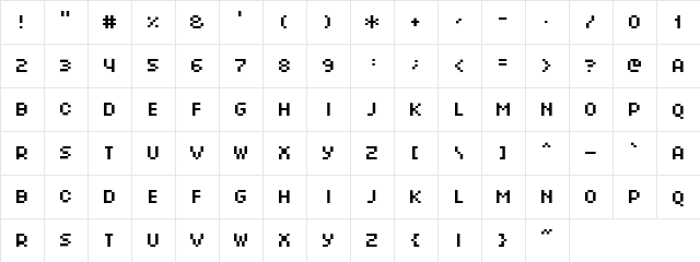 Pixelyn Medium  glyph index