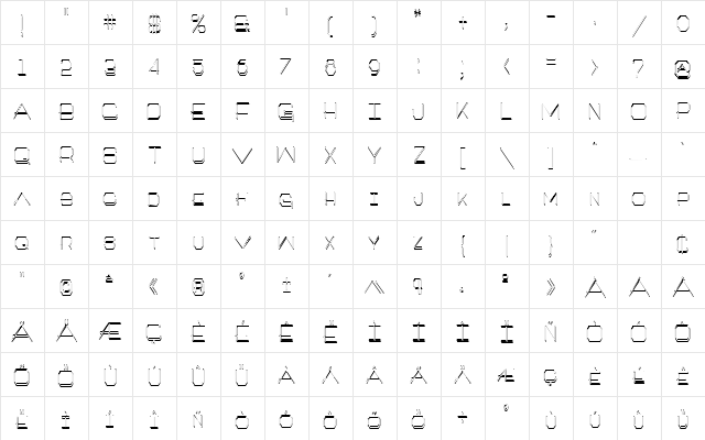 Artlook 3-D Narrower Regular  glyph index