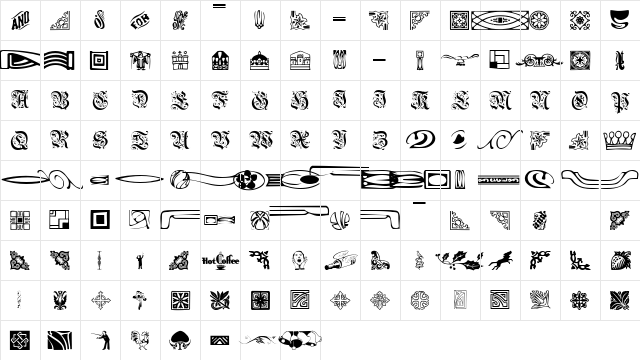 Griffin Regular  glyph index