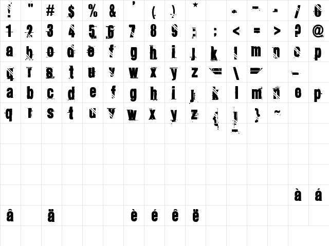 OLYMPIQUES Regular  glyph index