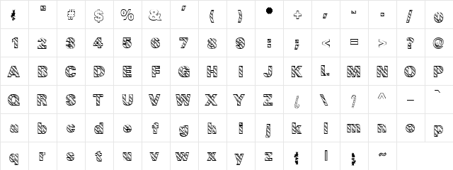 Chrome Fx Regular  glyph index