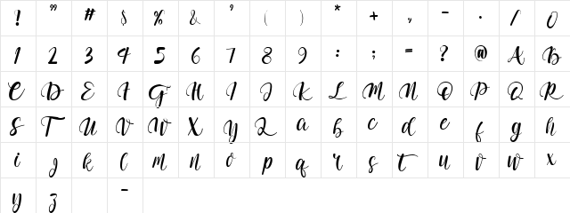 Adelwish Regular  glyph index