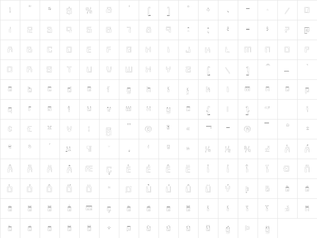 LoganOutline Regular  glyph index