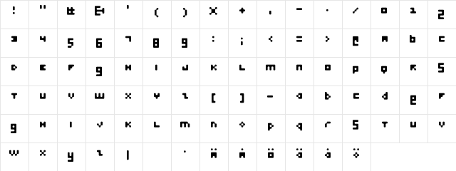 Felvetica Regular  glyph index