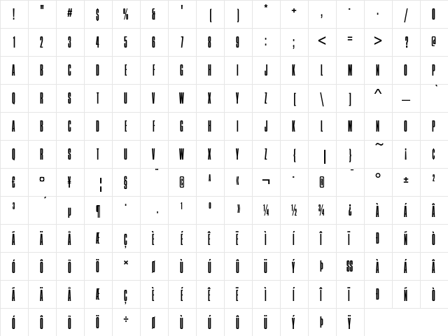 Compacta LT Std LightCm  glyph index