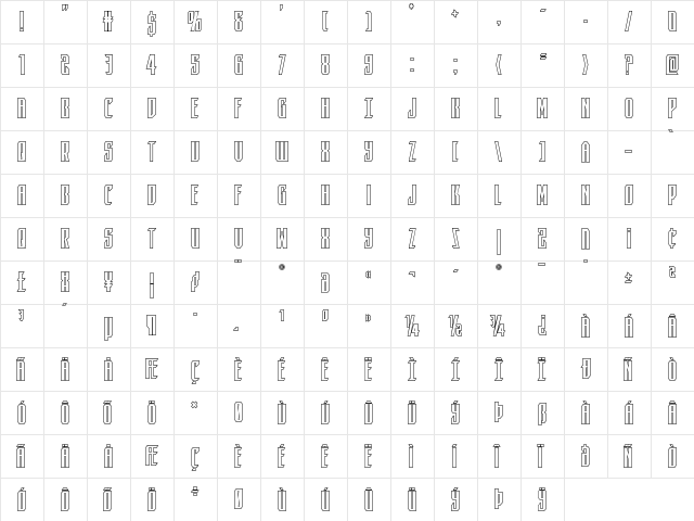 Dark Dominion Outline Outline  glyph index