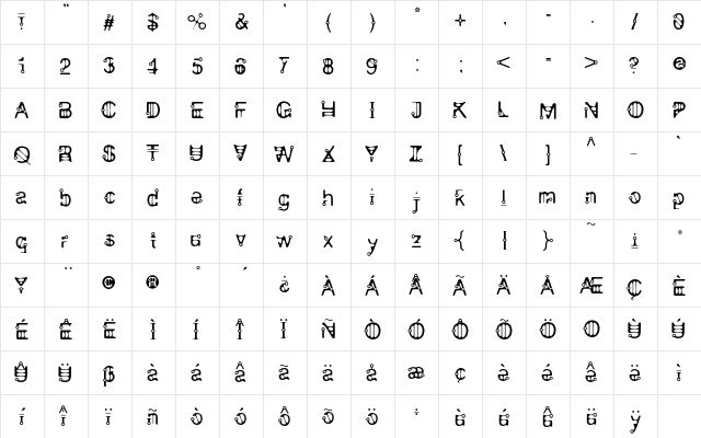 Generator Regular  glyph index