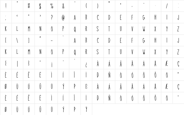 Dokrak Regular  glyph index