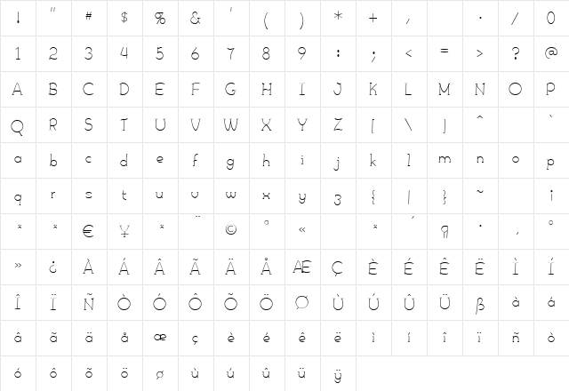 Febdrei Regular  glyph index