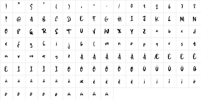 Kingsmead Script DEMO Regular  glyph index