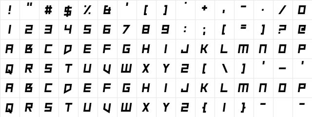 Slope Opera Regular  glyph index