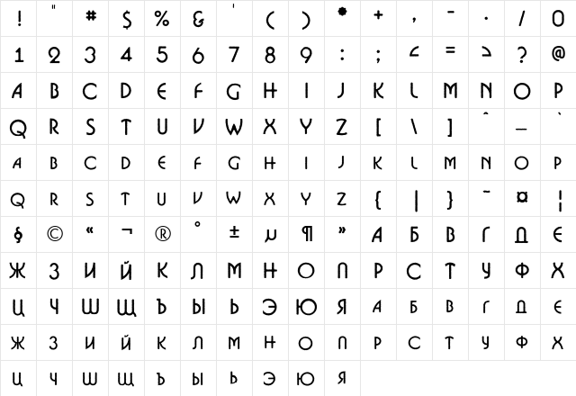a_BosaNovaCpsRgh Regular  glyph index