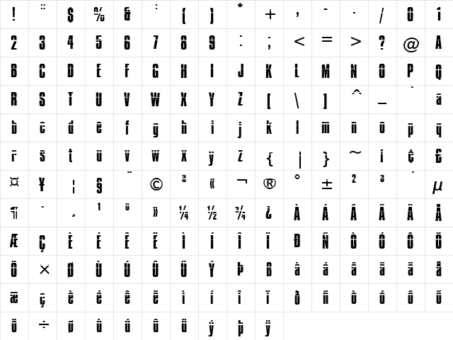 Impossible Regular  glyph index