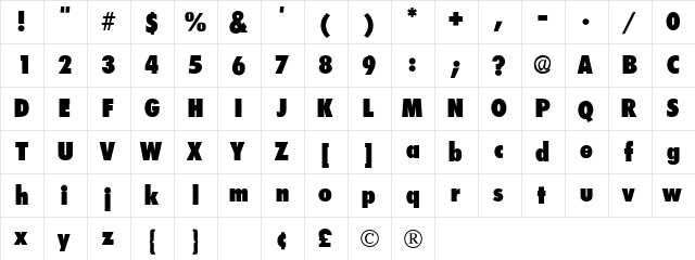 Isomar Display SSi Regular  glyph index