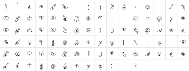 LD Veggies Regular  glyph index