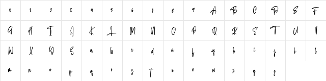 Attila Regular  glyph index