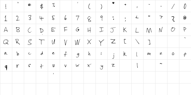 Slevdog 2 Medium  glyph index