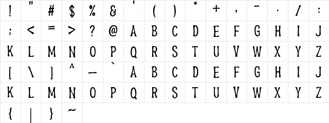 Branders DEMO Regular  glyph index