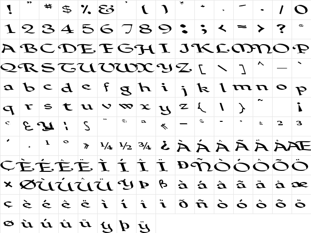 Devoted Regular  glyph index