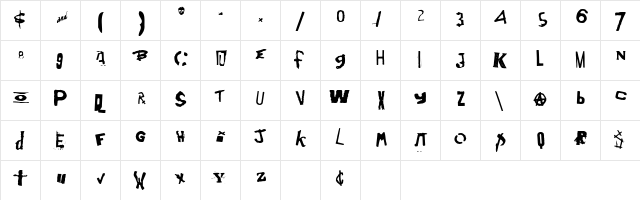 DIY Two Regular  glyph index