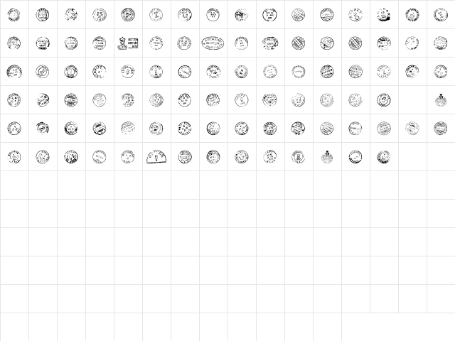 LD Postmarks AM Regular  glyph index
