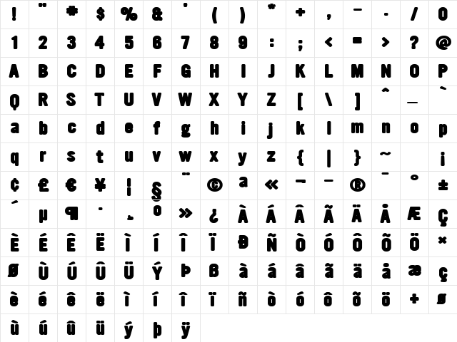 Ultramagnetic Black  glyph index