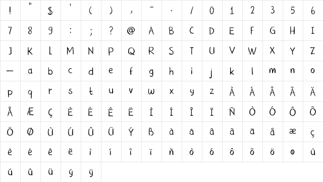 DK Nouveau Crayon Regular  glyph index
