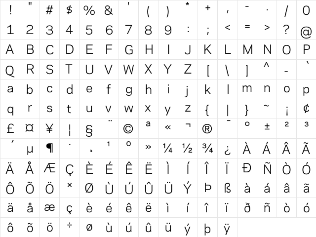Galaxie Polaris Book  glyph index