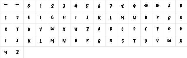 COOLERBRUSH Regular  glyph index