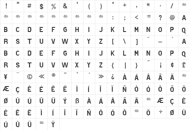 Hotel De Paris Regular  glyph index