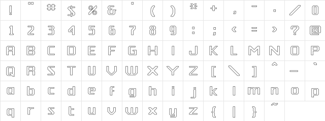 Silicon Hollow Regular  glyph index