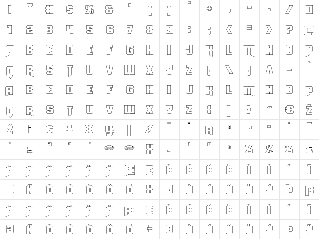Union Gray Outline Outline  glyph index