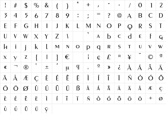 GreyhoundRegular Regular  glyph index