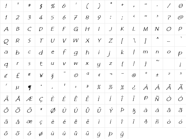 Film Cryptic Regular  glyph index
