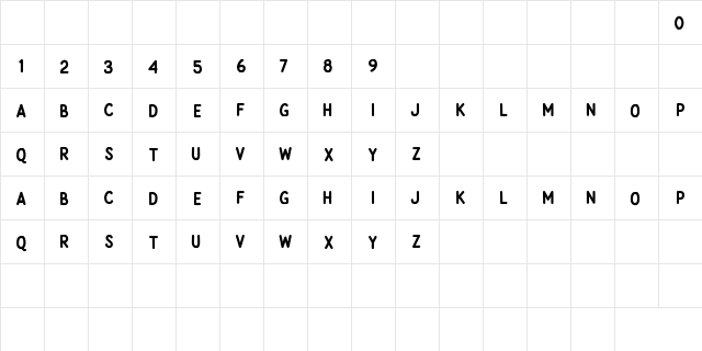 Rocky Stone Regular  glyph index