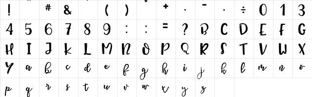 Queen Mataram Regular  glyph index