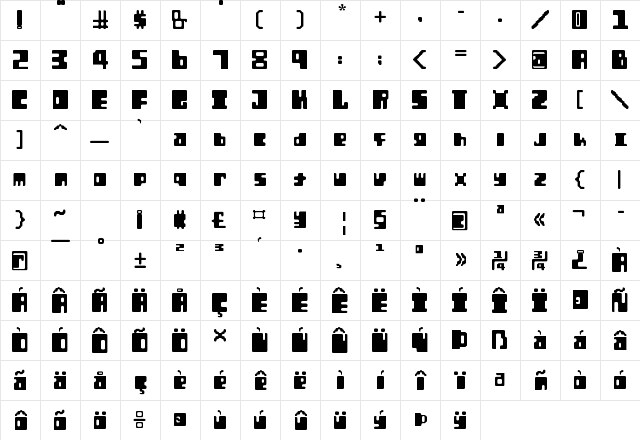 Orthotopes Regular  glyph index