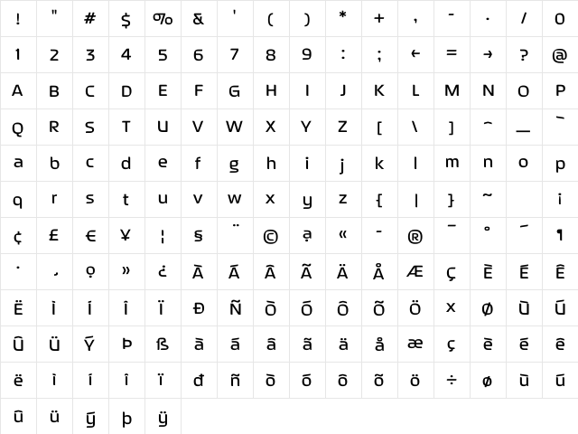 SeptemberMedium Regular  glyph index