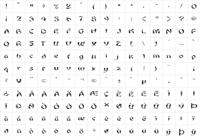 FZ UNIQUE 22 CRACKED EX Normal  glyph index