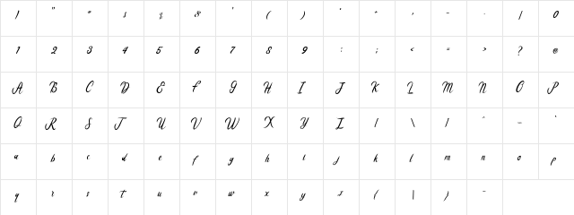 Cataleya Regular  glyph index